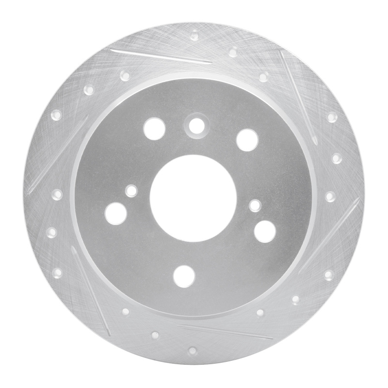 Lexus ES330 Brake Rotor (1) - Rear Right - R1 Concepts - Drilled & Slotted - Silver - `02-`08